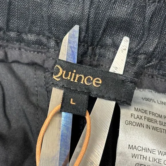 NWT Quince Women 100% Linen Wide Leg Pants Size Large Black D039 -2 - Picture 12 of 16